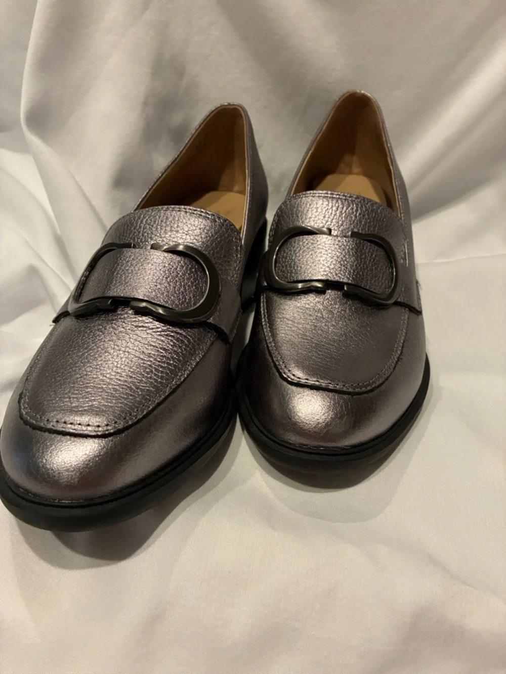 Naturalizer Metallic Gray Women's Loafer with Buckle - Picture 4 of 6